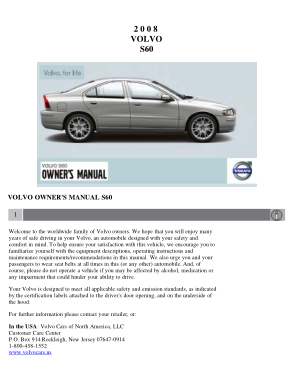 2008 Volvo S60 Owners Manual